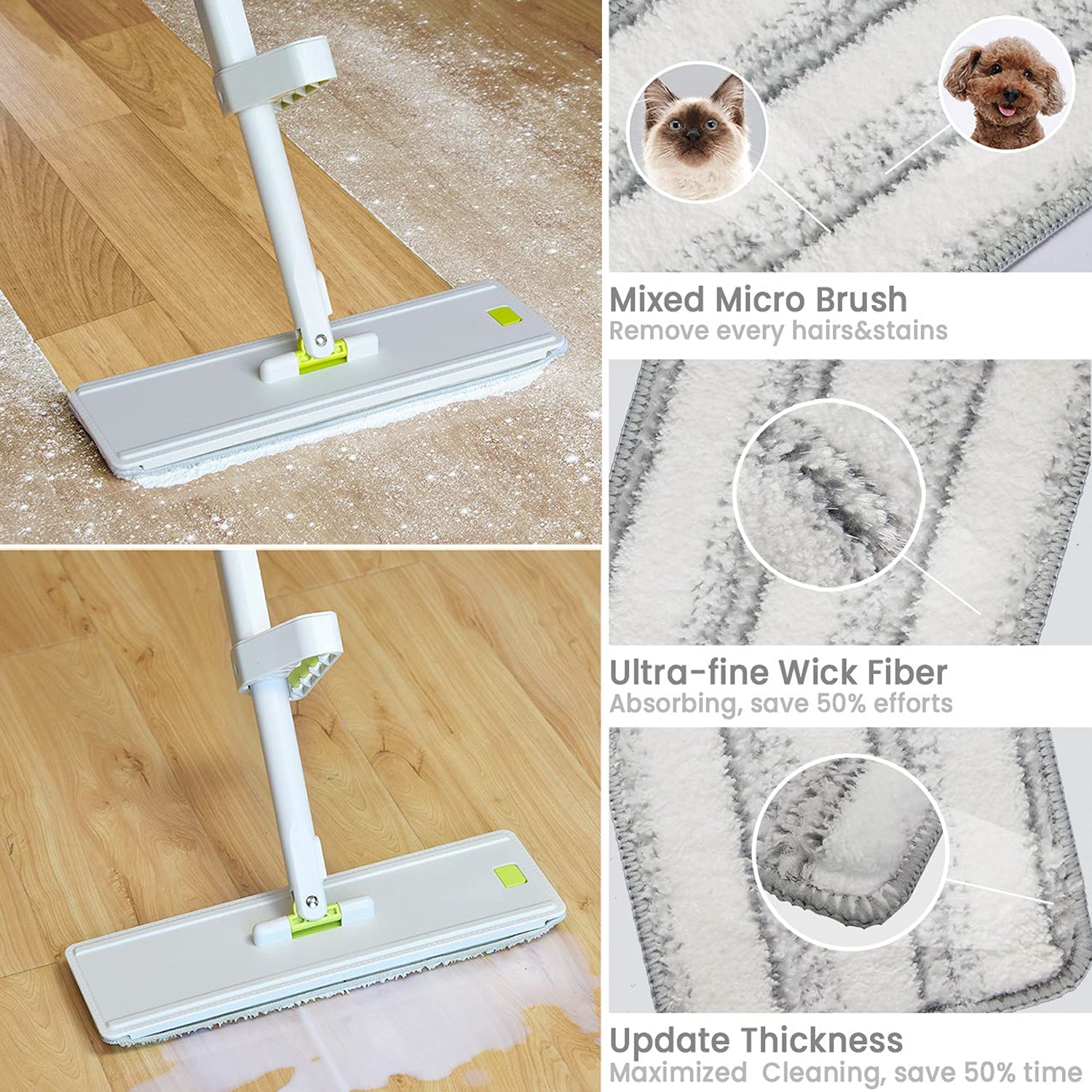 1146 Floor Mop and Bucket Set, Flat Mop for Cleaning with Wringer, Self Clean Damp Mop and Bucket for Hardwood, Laminate, 2 in 1 Hands Free Mop with Washable Microfiber Pad for Wet & Dry Use 1146 Floor Mop and Bucket Set, Flat Mop for Cleaning with Wringer, Self Clean Damp Mop and Bucket for Hardwood, Laminate, 2 in 1 Hands Free Mop with Washable Microfiber Pad for Wet & Dry Use